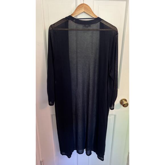 Cato Women’s Plus SZ 18/20 Duster Cardigan Blue Sheer Button Sleeve Viscose Bl - Picture 3 of 6